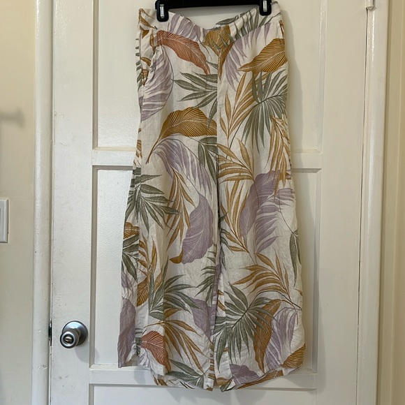 Tahari spring summer resort palm printed linen pants - Picture 2 of 9